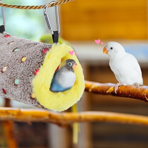 MEWTOGO Small Winter Warm Bird Nest for Cage - Comfortable Birds Bed with Support Plate, Hanging Shed Hideaway Hammock Hut Gift for Budgerigar Canaries Lovebirds - size: Small