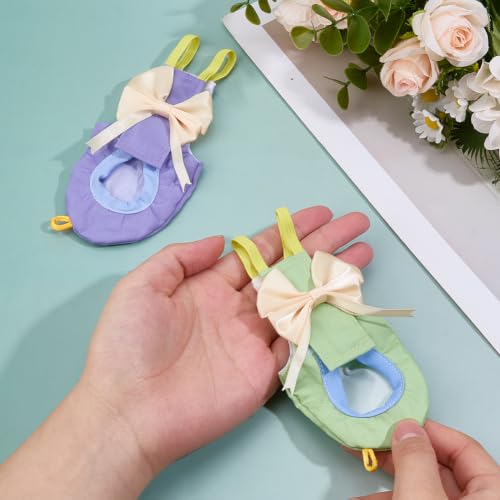 SUPERFINDINGS 2Pcs Bird Diaper with Bowknot Bird Harness Flight Suit Harness Flight Suit Clothes Reusable Parrot Nappy Clothes Costume for Parakeet Cockatiel Mini Macaw Budgie Canary