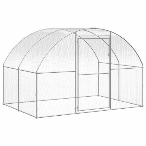10x10x6.6ft Galvanized Steel Chicken Coop Large Metal Poultry Cage Outdoor Run Walk-in Hen House Pen for Backyard Chickens Ducks and Small Animals Silver - color: Silver-K