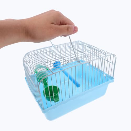 Toddmomy Portable Bird Cage with Perch Food Box Water Dispenser Spacious Travel Carrier for Parrots Lovebirds Small Birds 9.29X6.57X6.29 Inches - color: Blue