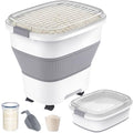 50 Lbs Rice Container, Collapsible Dog Food Storage Container | Airtight Cat Food Container with Wheels, Transparent Lid, Measuring Cup, Scoop, BPA Free for Pet Food, Grain, Bird Seed - color: 50 lbs