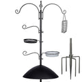 Backyard Expressions 90" Bird Feeding Station for Outdoors, Heavy Duty Bird Feeder Pole with Squirrel Baffle, Shepherd Hooks, Suet Cage, Water Bowl & Tray, Multi Hook Bird Feeder Stand for Yard Garden