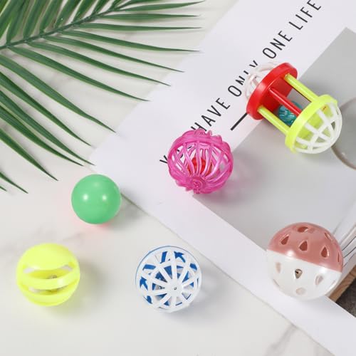 6 Pcs Foraging Ball Bird Toys, Feeder Toys, Foot Talon Toy, Chewing Training Rattle Bell Balls, Parrot Cage Toys for Parakeets, Cockatiels, Conures, Love Birds and Other Small to Medium Birds