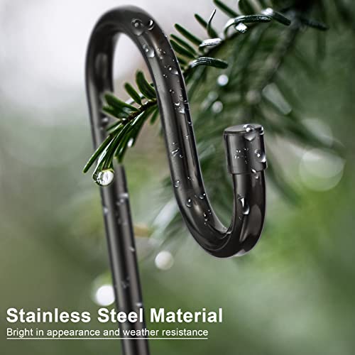 Bird Feeder Pole, 46 Inch & 5/8 Inch Diameter Stainless Steel Heavy Duty Shepherds Hooks for Outdoor to Hang Outdoor Lights with 5 Prongs Base, Rustproof for Garden Decor or Wedding Decors(Black) - color: Black, size: 46inch