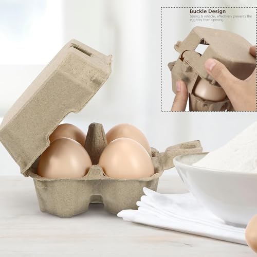 20 Pack Half Dozen Egg Cartons with Jute Twine，Cheap Bulk Empty Natural Pulp Eashter Eggs Storage Case，4 Count Square Eggs Cardboard Tray Holder for Family Farm Market Farm Storing