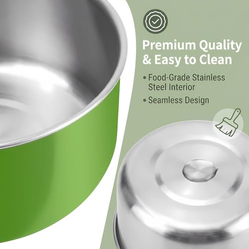 Stainless Steel Bird Bowls for Cage (8 Pack)– Green Hanging Bird Food & Water Feeder Cups with Clamp Holder, Anti-Spill Bird Cage Feeders for Parakeets, Cockatiels, Conures, Budgies & Small Animals - size: 8 pcs