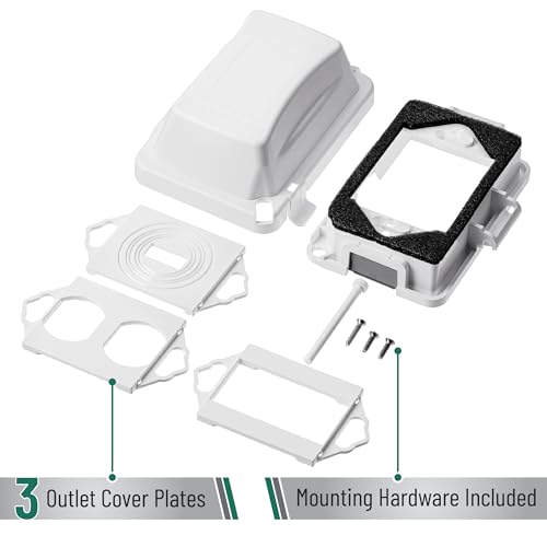 Bates Choice Weatherproof Electrical Outlet Cover, 1-Gang, White Plastic Outdoor Outlet Cover, Plug-In, 120 Volts AC, Compatible with All Devices - color: White, size: 1 Pack