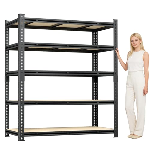 5 Tier Garage Shelving, Adjustable Heavy Duty Garage Shelves | 72 "H Metal Storage Shelves Unit for Basement,Warehouse,Pantry Kitchen - size: 72*55*24