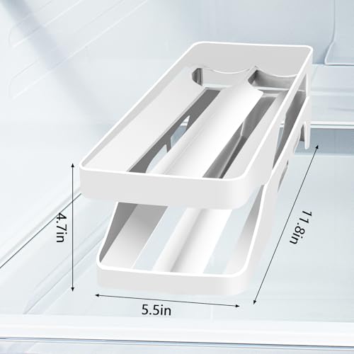 Egg Holder for Fridge Automatic Rolling Egg Dispenser for Refrigerator Kitchen Countertop - Space-saving Egg Roller/Organizer/Storage/Container/Tray for Fridge Double Track - color: Grey