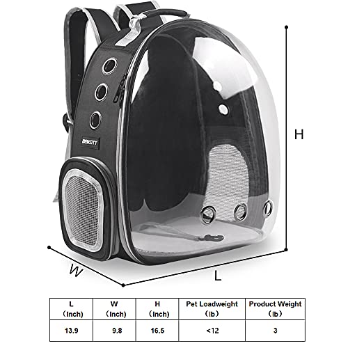 Cat Backpack Carrier, Pet Backpack, Breathable Cat Dog Space Capsule Backpack, Airline-Approved for Small Cats Dogs Birds Bunny Travel Hiking - color: BLACK