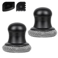 316 Upgraded Cast Iron Scrubber with Pan Scraper,Cast Iron Cleaner for Grill Pan Skillet Wok Carbon Steel,Ergonomic to Hold Easy to Use Dishwasher Safe ((Small Chainmail,2pcs)) - size: (Small Chainmail,2pcs)