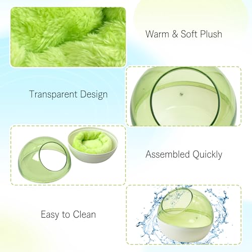 kathson Plastic Bird Nest Chewproof Small Bed with mat Hanging House Hut Bird Cage Breeding Hatching Nest Washable Parakeet Nest for Parrot Budgie Love Bird Canary (Green) - color: Green