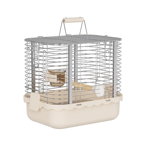 Bird Carrier Travel Cage, Durable Portable Stainless Steel Birdcage with Bird Perch & Feeding Bowl for Parrots Canaries Budgies Lovebirds Conures Cockatiels (Small Light Brown) - size: Small light brown