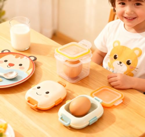 Egg Holder Container 2 PCS, Plastic Hard Boiled Egg Storage Box Leakproof Shockproof Protection, Portable Egg Tray Carriage Dispenser for Camping Picnic Travel Kitchen Outdoor (Square two-piece set)