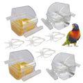 4 Pack Bird Feeders for Cage No Mess Parakeet Food Bowl with Cover Clear Hanging Parrot Water Dispenser Perch Cup Waterer Bird Dishes Seed Cage Cups Slot Replacement Feeder Bowls - color: Clear Bird Cage Bowl Pack of 4