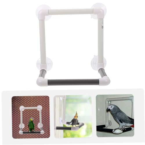 Large Bird Shower Perch for Parrots Wall-Mounted Window Hanging Stand Abs Material Natural Sunlight Access Safe Bathing Plaything for Pet Birds and Parakeets