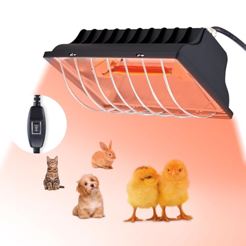 Chicken Coop Heat Lamp 250W Brooder Heating Plate for Chicks Hanging Light Heated Adjustable Temp with Anti-Fall Aluminum Alloy Lamp Shade Suitable for Poultry, Livestock & Small Pets - color: Black