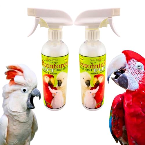 King's Cages Rainforest Mist 17oz White Spray Feather Conditioning Bath Mist with Vanilla Scent for Cockatoos and Macaws Parrots (Pack of 2) - size: Pack of 2