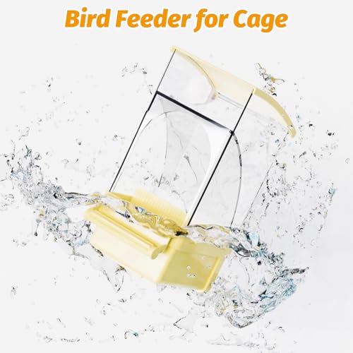 BNOSDM No Mess Bird Feeder Transparent Automatic Bird Cage Feeder with Perch Acrylic Parrot Food Container Parakeet Cage Accessories for Parakeets, Budgies, Cockatiel, Finch, Canary, Lovebird (Yellow) - color: Yellow
