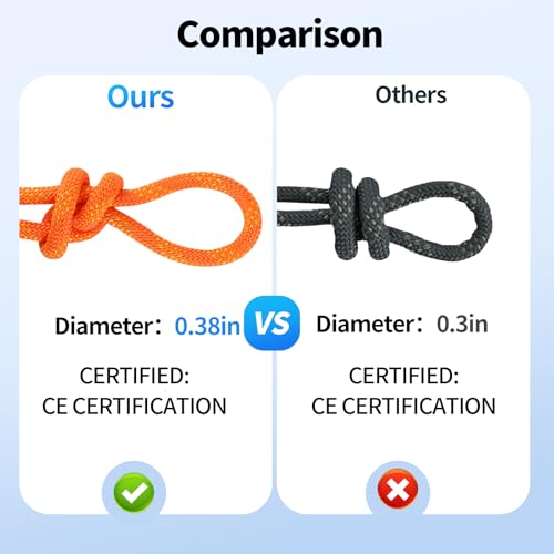 100ft 3/8 Inch Climbing Rope, Heavy Duty Arborist Rope(Orange) - size: 3/8in-100ft-Orange