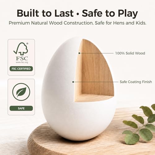 Wooden Fake Eggs, 9 PCS White Easter Eggs | Artificial Eggs for Nesting Box, Crafts, DIY Project, Decorating, Paintable, Pretend Kitchen Accessories