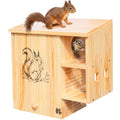 Large Squirrel House for Outside, Wooden Squirrel Nesting Box | Solid Pine Den Box, Predator Guard & Easy-Clean Front Door, Enhanced Protection, Backyard Habitat Shelter for Outdoor Winter - size: Large