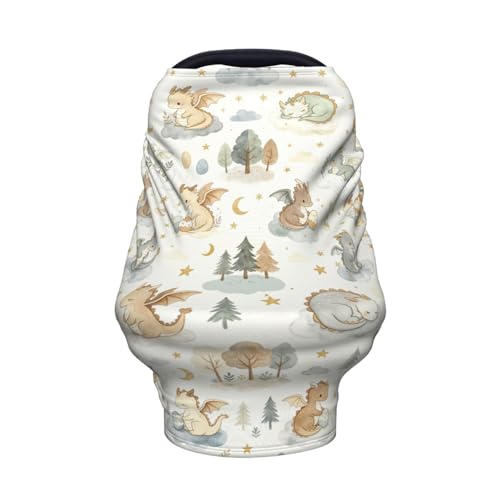 Cute Dragon Print Baby Car Seat Covers Shower Gift, Stretchy Infant Carseat Cover for Boys and Girls - color: cute dragon