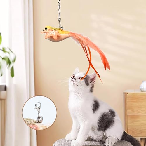 6 Pieces Cat Feather Toys Replacement Bird Cat Toy Wand Refills Cats Toy Replacement Natural Bird Feathers for Cats Toys - color: 6 Pcs Bird