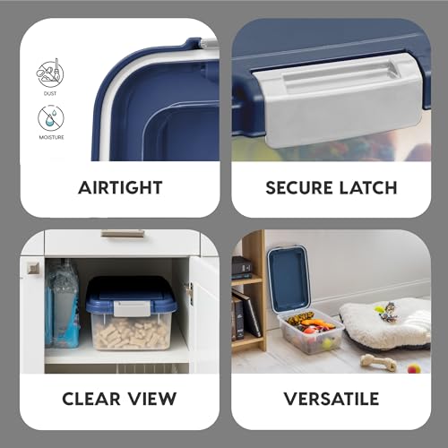 IRIS USA Dog Food Storage Container, Up to 11 lbs, Navy, Made in USA | BPA-Free, Airtight Seal, Best for Cat Food, Bird Seed, Chicken Feed, Pet Toys, Treats, Pellets - size: 11 lbs