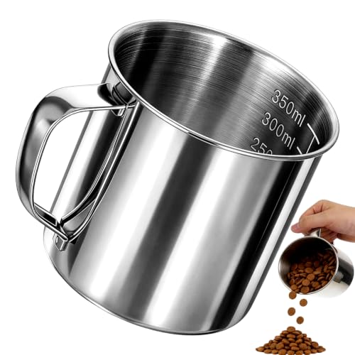 1.5 Cup Dog Food Scoop, Dog Food Scooper, 350ml Pet Food Measuring Cup with Handle, Suitable for Dry Food & Treats for Dogs Cats Birds Rabbits