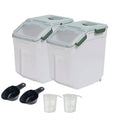 Large Flour Storage Container Bin 25lb, 2Pack Airtight Rice Storage Containers with Wheels Seal Locking Lid, BPA Free with Measuring Cup&Scoop for Flour, Rice, Grain(Green) - color: Green 2Pack 25Lb