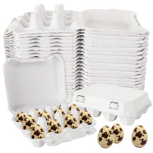 50 Pack Quail Egg Cartons, 3x4 Dozen Quail Egg Carton, Blank Natural Pulp Quail Eggs Container Holder Reusable for 12 Count Quail Egg Carton Storage Tray for Refrigerator