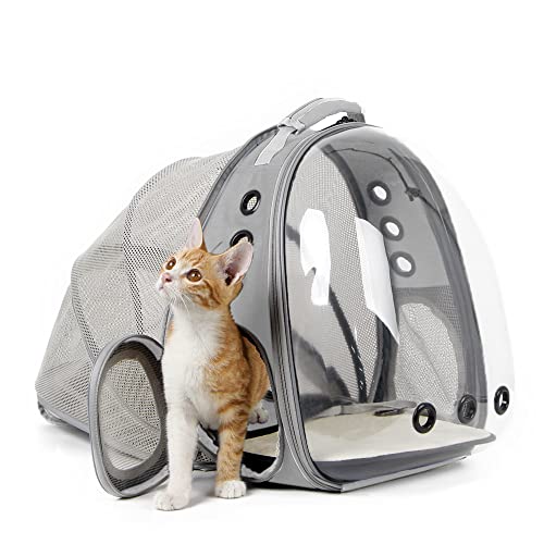 Back Expandable Cat Backpack Carrier, Fit up to 12 lbs, Space Capsule Bubble Window Pet Carrier Backpack for Kitten Bunny Rabbie and Small Puppy Grey - color: Grey