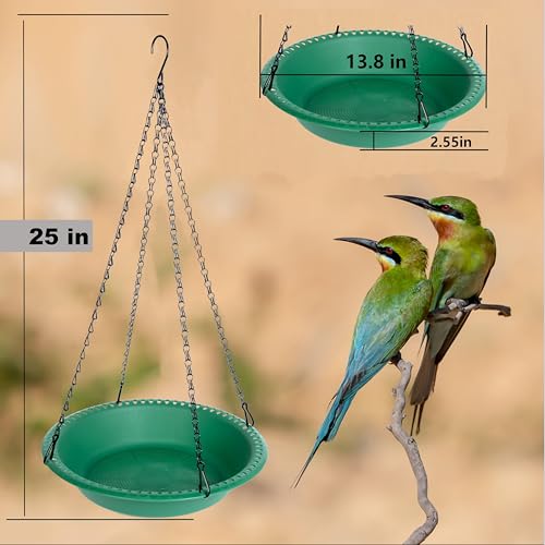 Hanging Bird Feeder Tray with Drainage Holes for Outside, Bird Seed Catcher Tray, Feeding Station (14 inch, Green) - color: Green, size: 14 inch