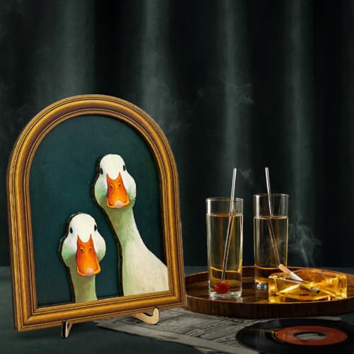 3D Vintage Cute Goose Table Decor Wall Art Sign Framed Vintage Decor | Rustic Couple Goose Wall Art Sign - Vintage Animal Farmhouse Home Decor for Wall Mount and Tabletop 8x10 Inch - color: Goose