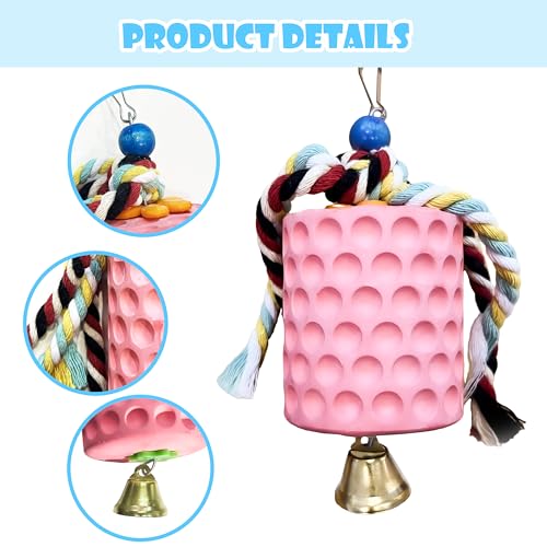 Chicken Toys,Bird Beak Grinding Stone,Chicken Coop Accessories,Chew Treats Toy with Bell for Chicken, Hens, Turkeys,Ducks,Birds,Poultry(Pink) - color: PINK