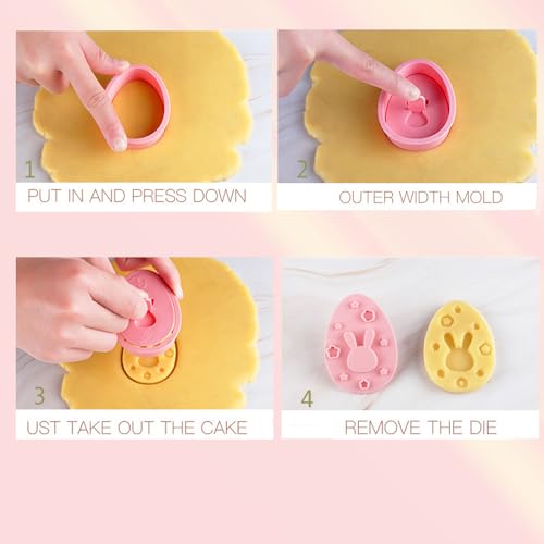 9pcs Easter Eggs Cookie Cutters Stamps Biscuit Baking Tools Embossing Cookie Molds (With 30 Easter bags) - color: Easter eggsB