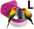 Bird Cage Feeder Cup Stainless Steel Food Water Feeding Bowl Cup with Plastic Holder Cage Accessories for Small Parakeet Budgie Cockatiel Lovebird Conure Pet Supplies (L)
