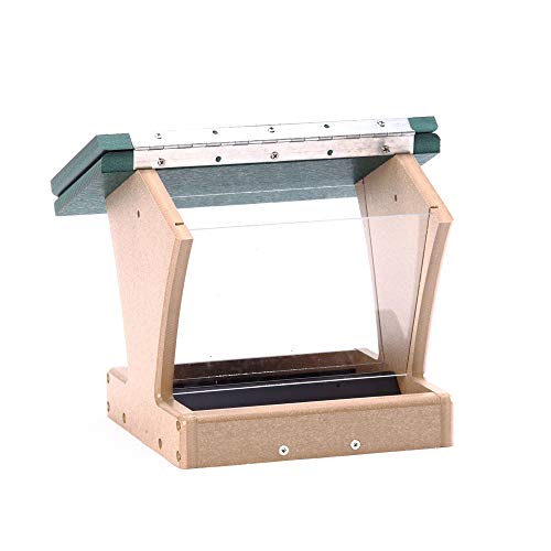 Birds Choice SN200 Two-Sided Hopper Feeder, Recycled Bird Feeder, Medium, Taupe/Green | Recycled Poly Lumber Construction, Easy to Fill and Clean, Weather-Resistant for Year-Round Backyard Feeding - style: Taupe/Green