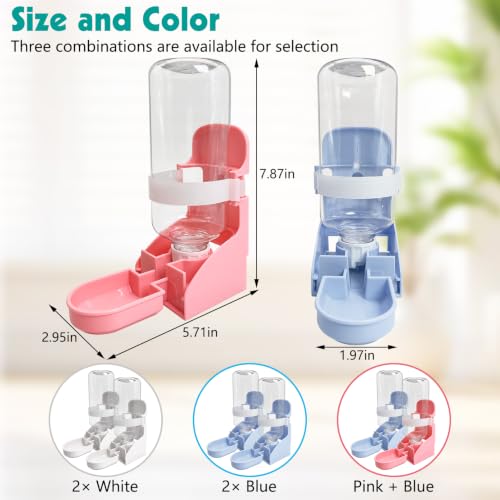 kathson Rabbit Water Bottle, 17oz Hanging Water Fountain Automatic Dispenser No Leak WaterFeeder for Bunny Chinchilla Guinea Pig Hedgehog Ferret - size: 2PCS Water Dispenser, Blue+Pink