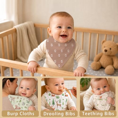 Baby Organic Cotton Teething Cloth Newborn Baby Burp Cloth Bandana Drool Cloth for Drooling Cotton Baby Gifts - color: Animal