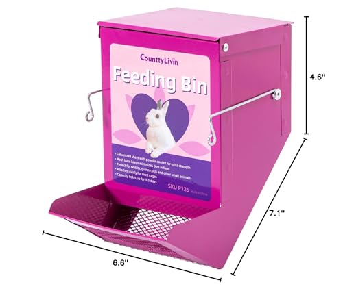 Metal Small Animal Feeder with Lid, Heavy Duty Feeder, Large Capacity Food Dispenser, Great for Rabbits, Guinea Pigs, Chinchillas and Other Small Animals. (4.6 inch, Purple) - color: Purple, size: 4.6 inch