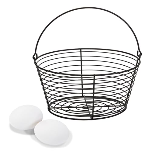 Little Giant® Large Egg Basket Kit | Chicken Egg Basket with Ceramic Eggs | Egg Collecting Basket Kit (White Eggs, Large Basket (13 Inches)) - color: White Eggs, size: Large Basket (13 Inches)