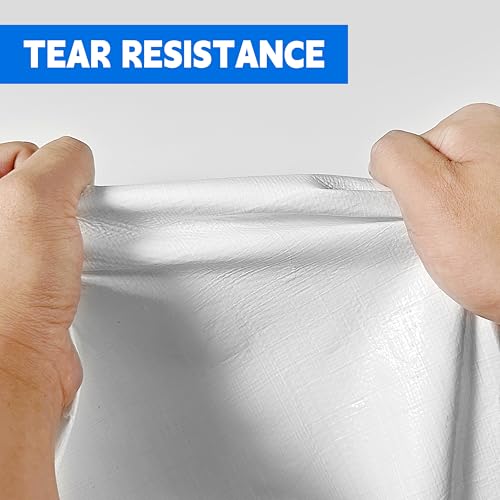 10x20 Feet 12mil Waterproof Tarp Heavy Duty UV Resistant White - color: White, size: 10x20