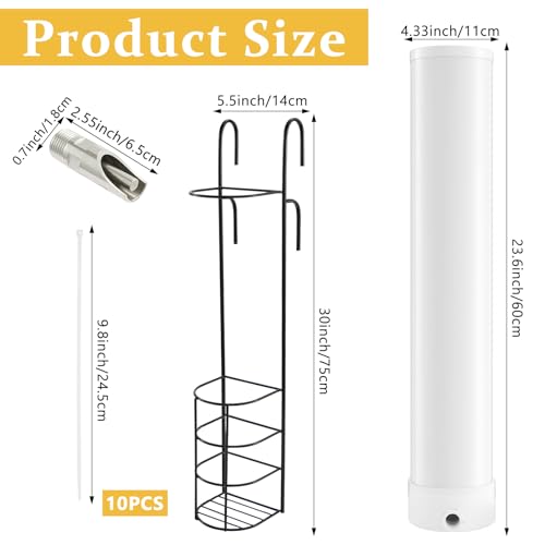 1 Set Hanging Vertical Pig Waterer with Nipples Cover and Cable Tie for Pig and Other Livestock, Sturdy and Durable, Height-Adjustable and Easy to Install