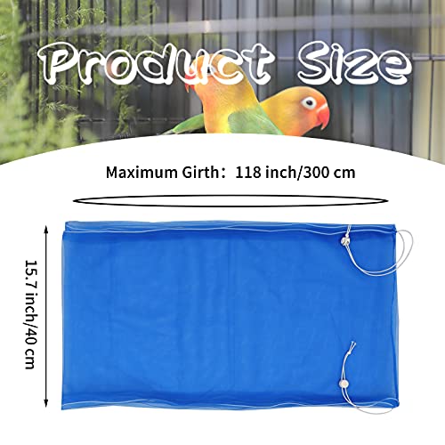 Daoeny Large Bird Cage Cover, Bird Cage Seed Catcher, Adjustable Soft Airy Nylon Mesh Net, Birdcage Cover Skirt Seed Guard for Parrot Parakeet Macaw African Round Square Cages (Blue) - color: Blue