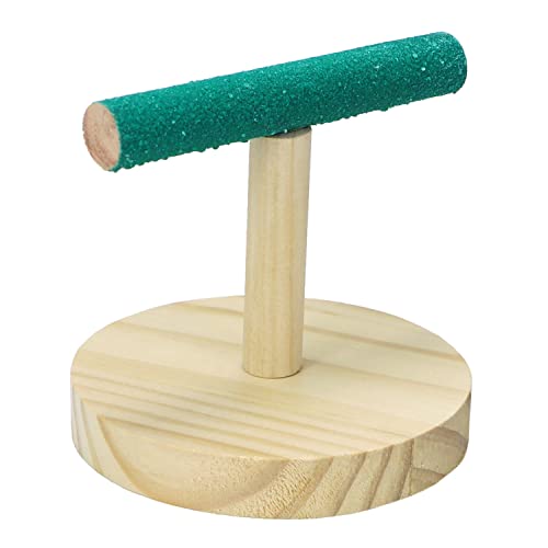 Litewoo Parrot Perch Bird Stand Natural Wood Quartz Sand Birdcage Play Gym T Perch Fits for Budgies Parakeet Cockatiel Conure Lovebirds（A）