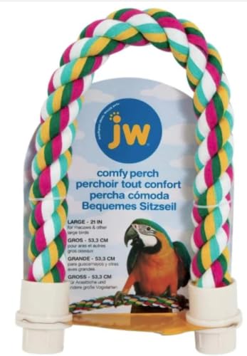 JW Pet Comfy Perch for Birds Flexible Multi-Color Rope, Large - 21" Length(Pack of 12) - size: Large (Pack of 12), style: 21"
