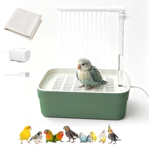 Parrot Bathtub Indoor Automatic Bath Shower,Bird Bath with Pump(small) | Bird Shower Fountain Bathtub with Running Water for Parakeet,Cockatie,Canary,Finch and small bird - color: Grey