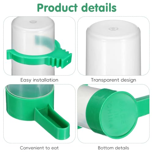 10 PCS Automatic Bird Water Feeder for Cage Drinking Dispenser | Green Plastic Easy Mount Bird Dispenser, 3.3 Inch Durable Water Fountain Cups, Easy Clean and Secure Daily Cage Feeding